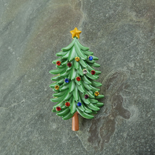 Christmas Tree Brooch Gold Tone Alexander Thurlow