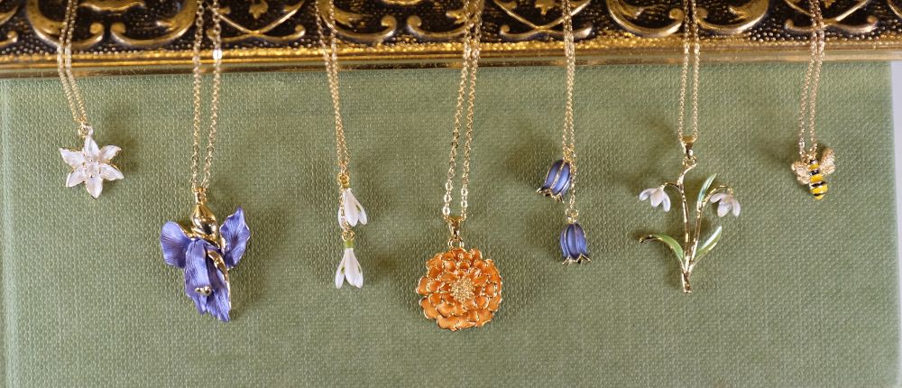 Flower Necklaces in a Gold Finish