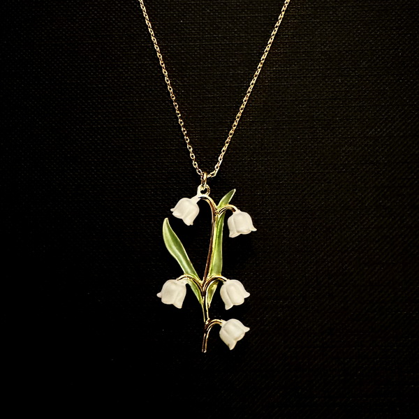 Lily of the Valley Flower Necklace, 14k Gold Plated