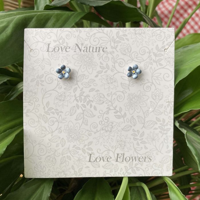 Alexander Thurlow Mini Blue Forget Me Not Flower Stud Earrings on Presentation Card ATH760