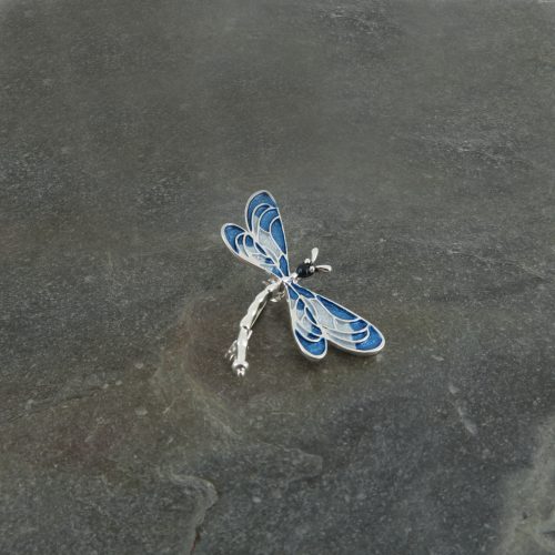 Alexander Thurlow Blue DragonFly Insect Brooch on Slate ATH967