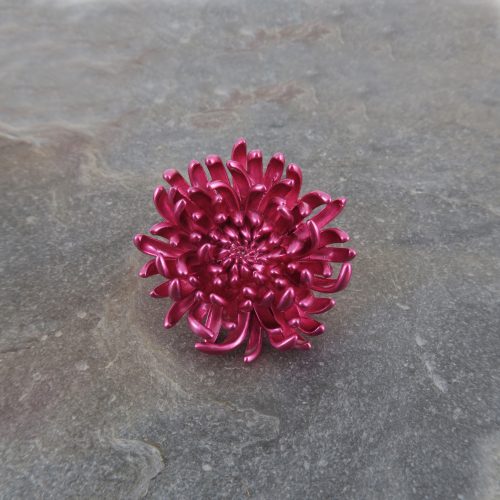 Alexander Thurlow Chrysanthemum Pink Flower Brooch on Slate ATH958