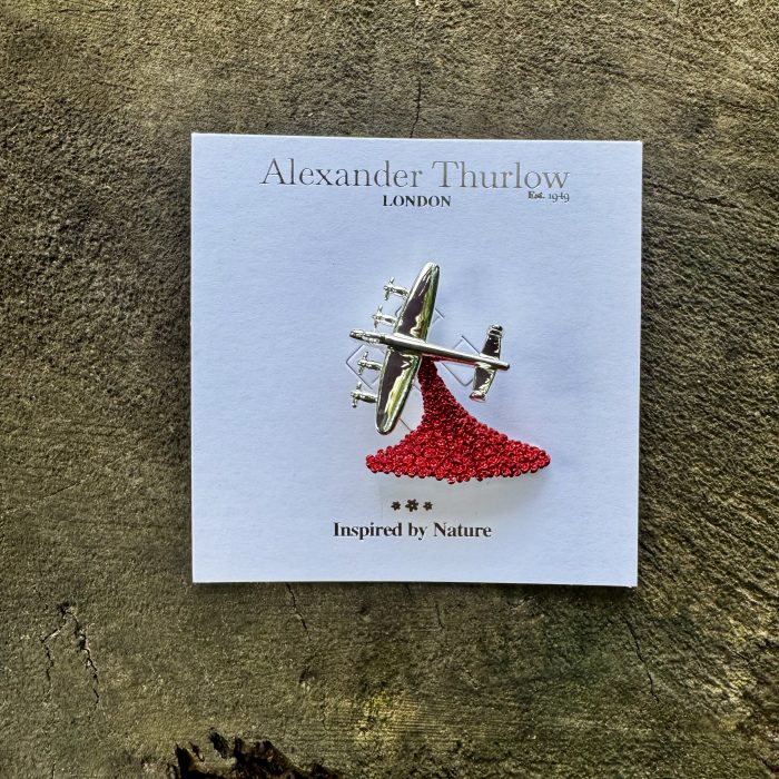 alexander thurlow lancaster bomber poppy brooch ath978 on white card