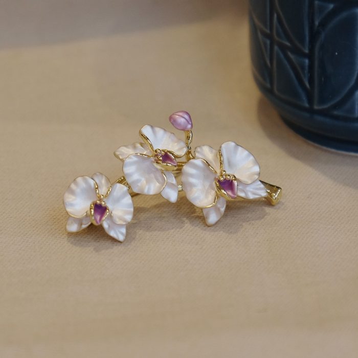 Alexander Thurlow Pale Pink Orchid Spray Brooch on Fabric ATH966