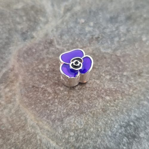 Alexander Thurlow Purple Poppy Flower Charm Bead to fit a Pandora Bracelet on Slate ATH924