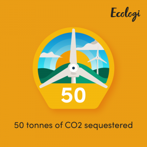 Ecologi.com 50 tonnes of CO2 sequestered Badge