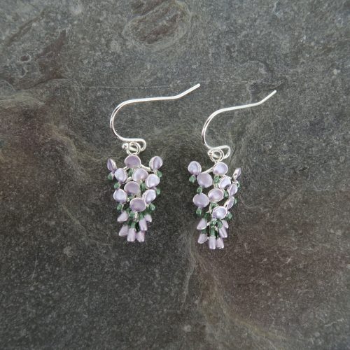 Alexander Thurlow Lilac Wisteria Flower Drop Earrings on Slate ATH959